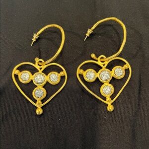 Elegant Gold and Silver Heart Earrings